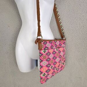 WOMENS SHOULDER PURSE PINK MULTICOLORED
